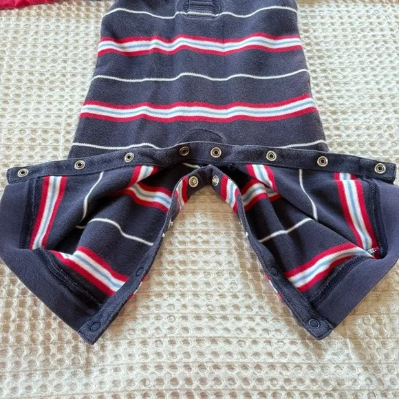 Vintage LAND’S END 3-6 Month Polo Striped Jumpsuit Layered Long Sleeves Snaps - Picture 9 of 10